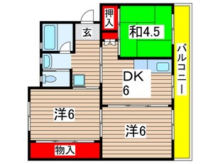 ビレッジハウス検見川１１号棟の物件間取画像